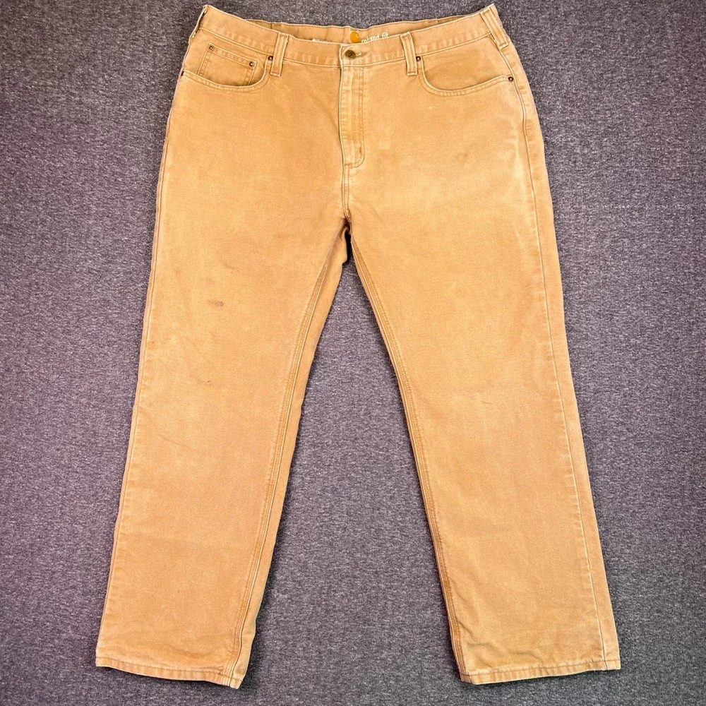 Carhartt‎ Pants Mens 40x30 Tan Duck Canvas Relaxed Workwear Brown Rugged Utility